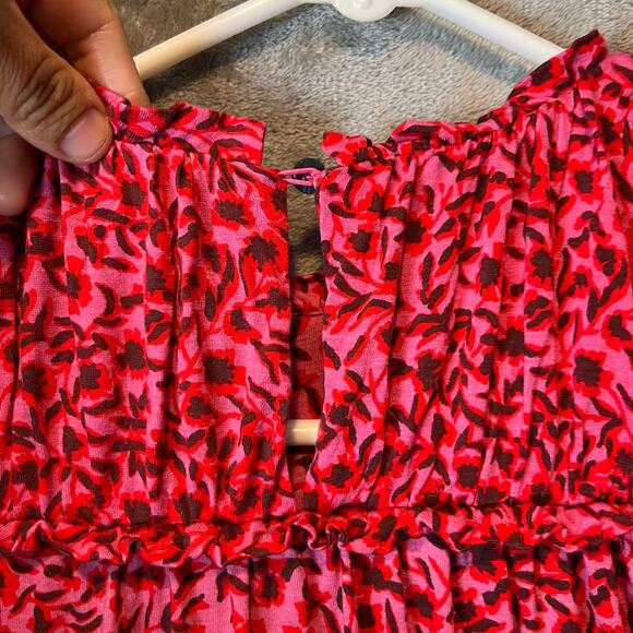 Boden Pink & Red Yoke Detail Belted Jersey Mini Dress Women’s Size 6 Tall - Picture 7 of 7